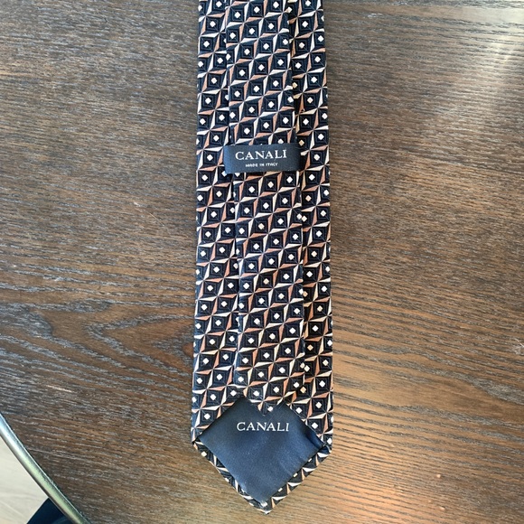 Canali 100% Silk Thick Geometric Tie Made in Italy - Picture 4 of 6